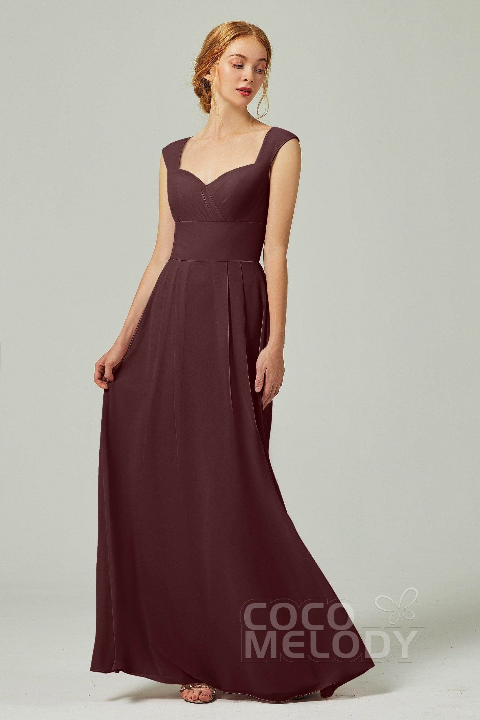 A-Line Floor Length Chiffon Bridesmaid Dress CB0315 - COCOMELODY